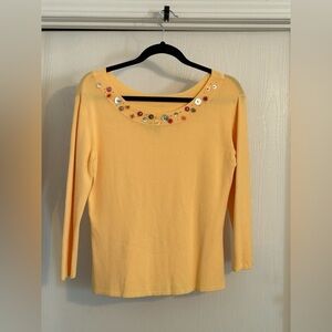ST. Anthony | Embellished Yellow Women's Top | Size Large